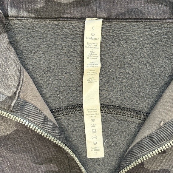 Lululemon Scuba Hoodie Full Zip Size 8 – Grey Camo – Discontinued - Picture 6 of 8
